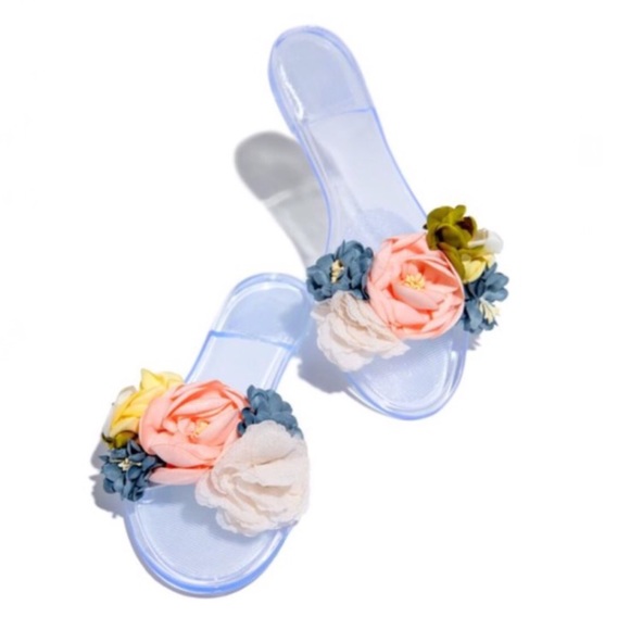 Floral Jelly Slides - Black - Picture 7 of 8